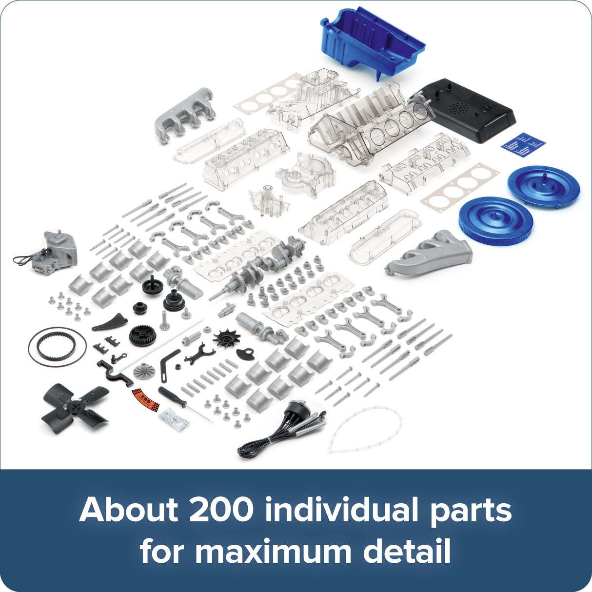 FRANZIS 67501 - Ford Mustang V8 - a True-to-Life Model Kit of 1:4 Scale of The Ford Mustang Engine, Original motorsound and a Comprehensive accompanying Handbook with 100 Pages