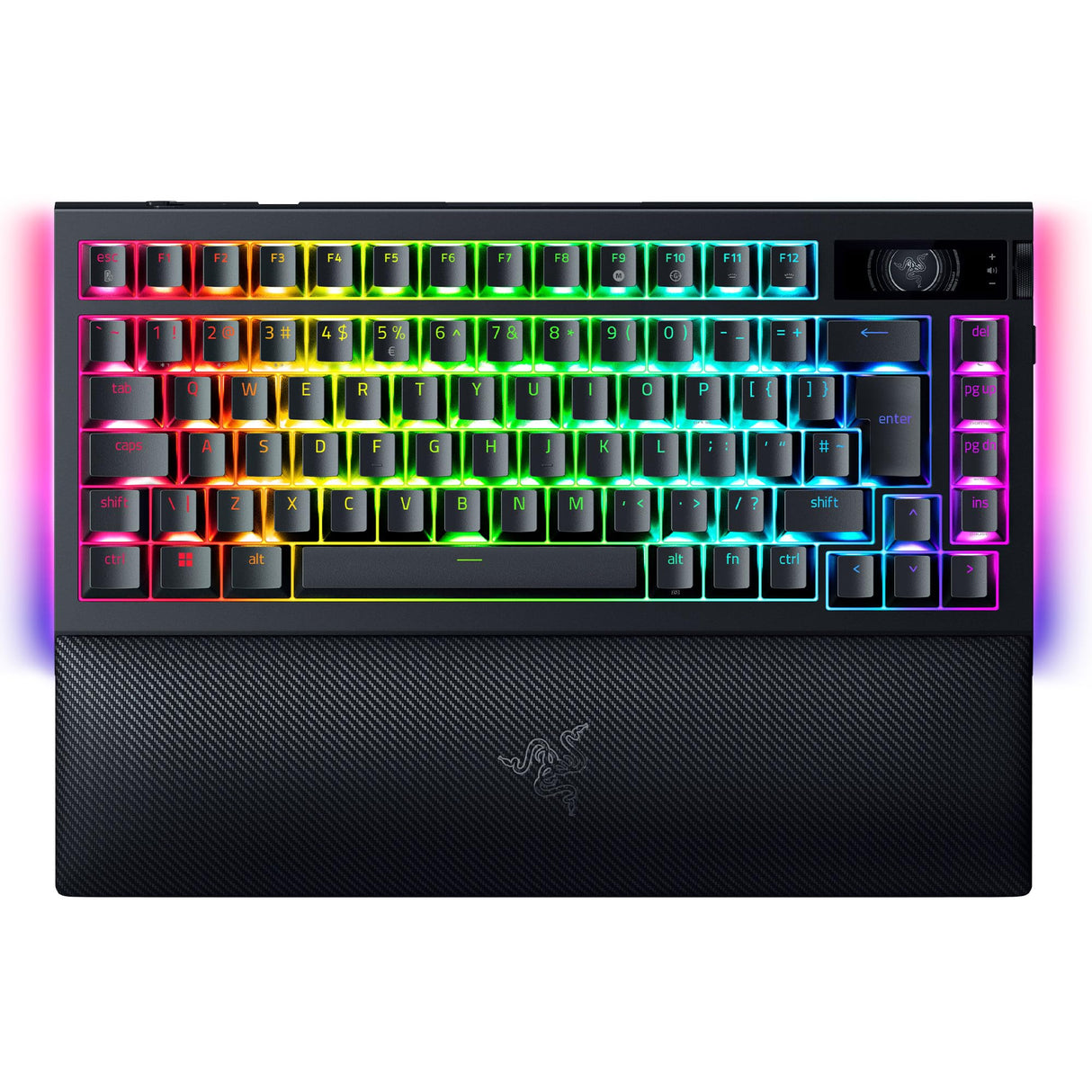 Razer BlackWidow V4 Pro 75% - Teclado inalámbrico para Juegos Intercambiable en Caliente - Pantalla OLED (dial de comandos, 4K Hz y conectividad Bluetooth) Diseño US ISO | Negro