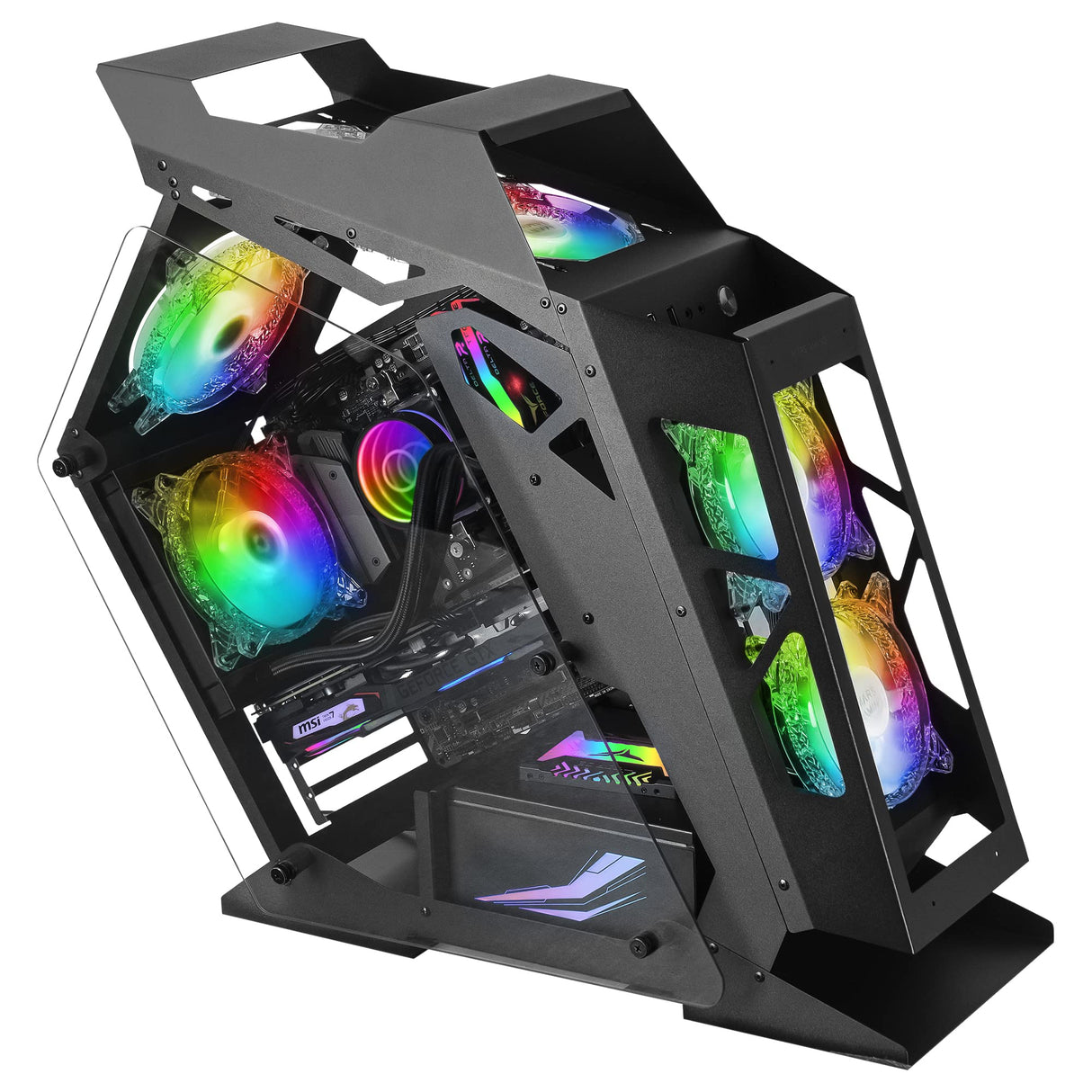 Mars Gaming MC61, Caja PC Gaming Compacta Micro-ATX, 4 Ventiladores 12cm, ARGB Chroma, Doble Ventana Cristal Templado, Negro