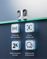 Arlo Essential 2 Indoor Camara Vigilancia Bebe/Mascotas 2K, Sensor de Movimiento, Alarmas Para Casa, Visión Nocturna, Prueba Arlo Secure Incluida, con cubierta de lente automática, 2 Cámaras, Blancas