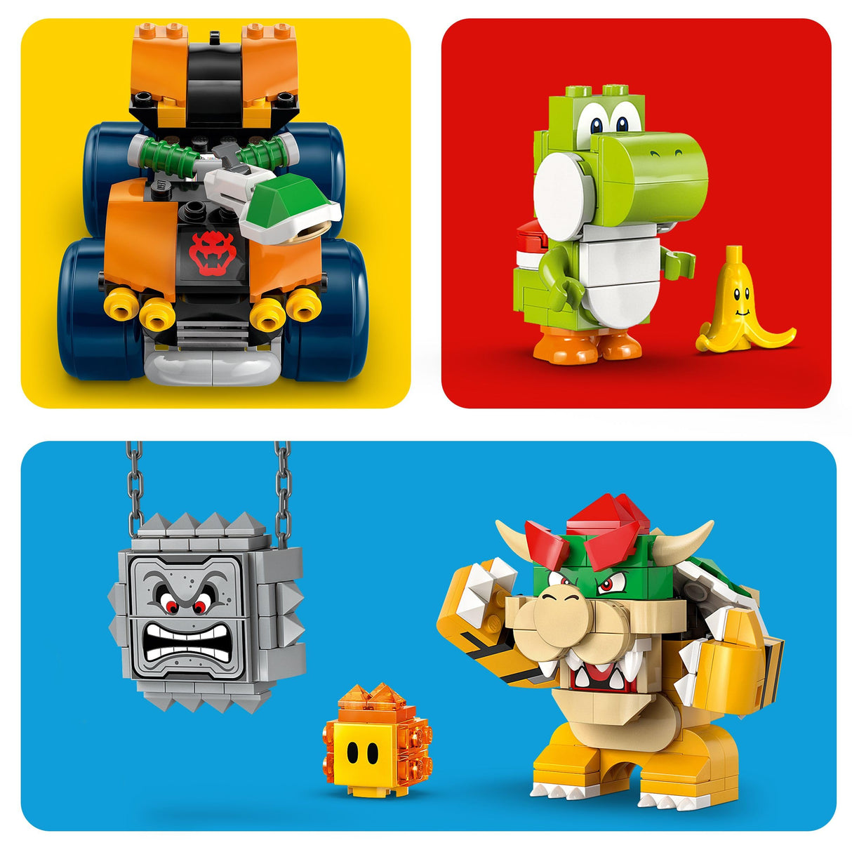 LEGO Super Mario: Mario Kart – Castillo de Bowser - Juego Interactivo con 2 Coches de Juguete y 4 Figuras Inc. Yoshi - Regalo de Nintendo para Niños y Niñas de 9+ Años 72039