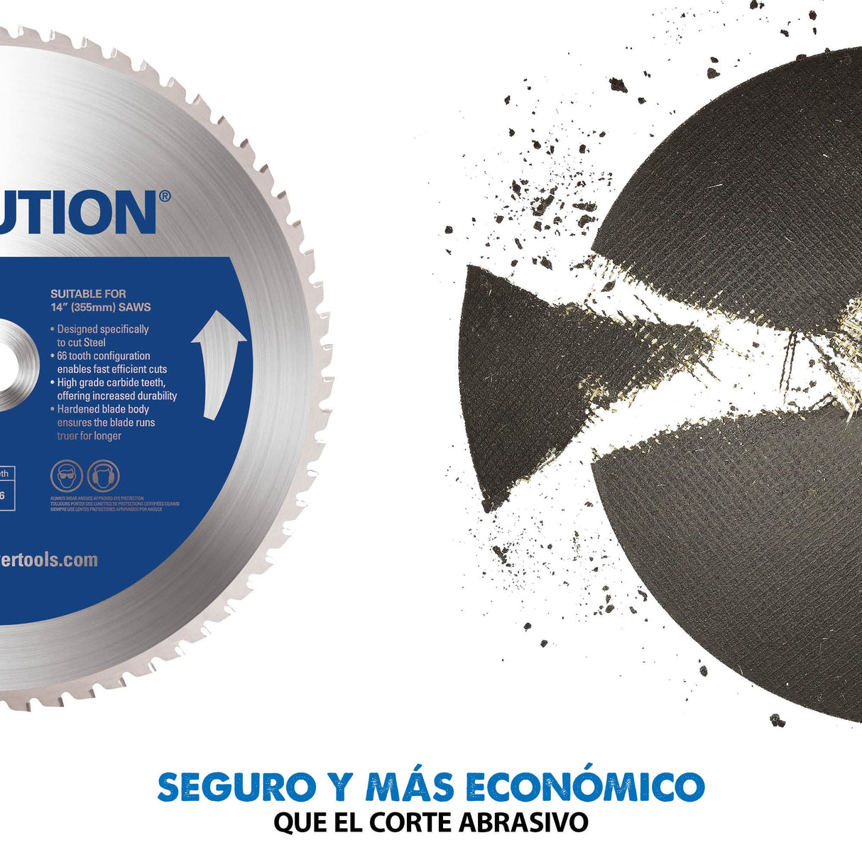 Evolution Sierra tronzadora industrial para acero de 355 mm S355CPS de Evolution: acabado que se puede trabajar al instante, sin calor, rebabas ni chispas. Incluye hoja para acero dulce