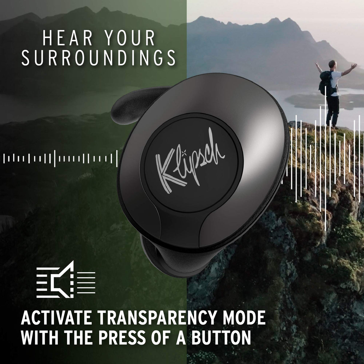 Klipsch T5 II True Wireless Sport Black - Auriculares inalámbricos para Deporte Bluetooth 5.0, Control Táctil, InEar, Negro, Control de Llamadas, Resisteme a Humedad y Sudor, Negro