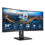 Philips 345B1C Monitor 34 Pulgadas UWQHD Curvo, 100Hz, VA, 5 ms GtG, Adaptive Sync., Altura Ajustable, Altavoces (3440x1440, 2X HDMI 2.0, 1x DP 1.2, USB-Hub), Negro