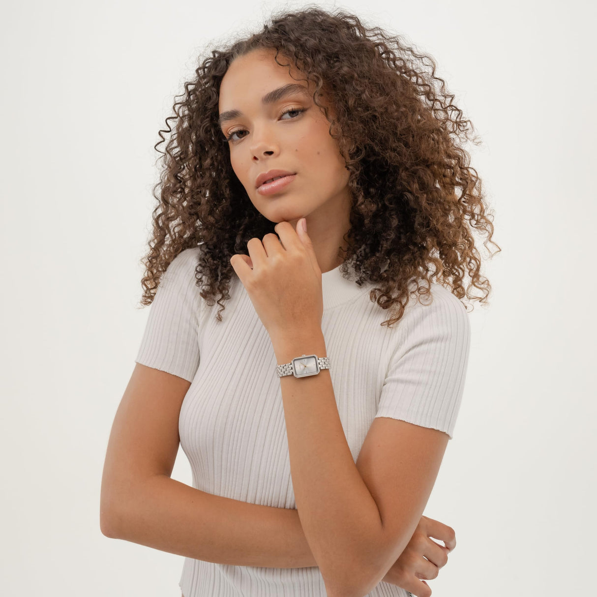 HUGO Reloj con Movimiento de Cuarzo de Tres Manecillas para Mujer Colección #Cosy con Correa de Acero Inoxidable Plateada - 1540178