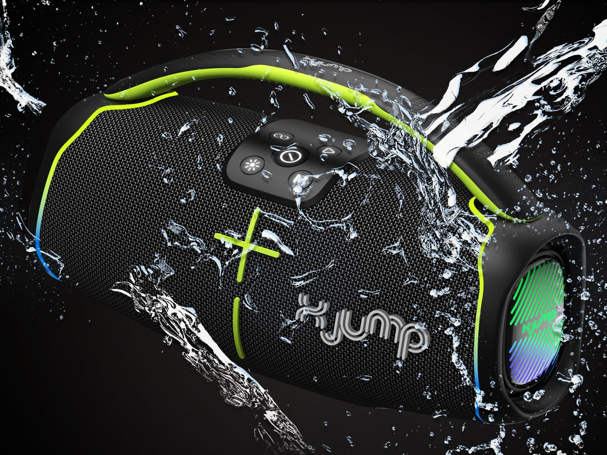 X JUMP XJ 150 Altavoz inalámbrico portátil Amplificado de 60 W, Alto Rendimiento, función TWS, USB, AUX-IN, micrófono Incorporado, Altavoz inalámbrico Resistente al Agua IPX5, Negro
