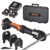 VEVOR Kit de Herramientas para Engarzar Tuberías Eléctricas con 2 Baterías de 18 V 2,0 Ah, Engarzadora Profesional con Mandíbulas V15, V22, V28, Cargador Rápido y Estuche de Transporte 360°