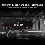 Corsair MP700 Pro 4TB SSD NVMe 2.0 M.2 PCIe Gen5 x4 de 2 TB - M.2 2280 - Lectura Secuencial de hasta 12.400 MB/s - NAND TLC de Alta Densidad - Negro