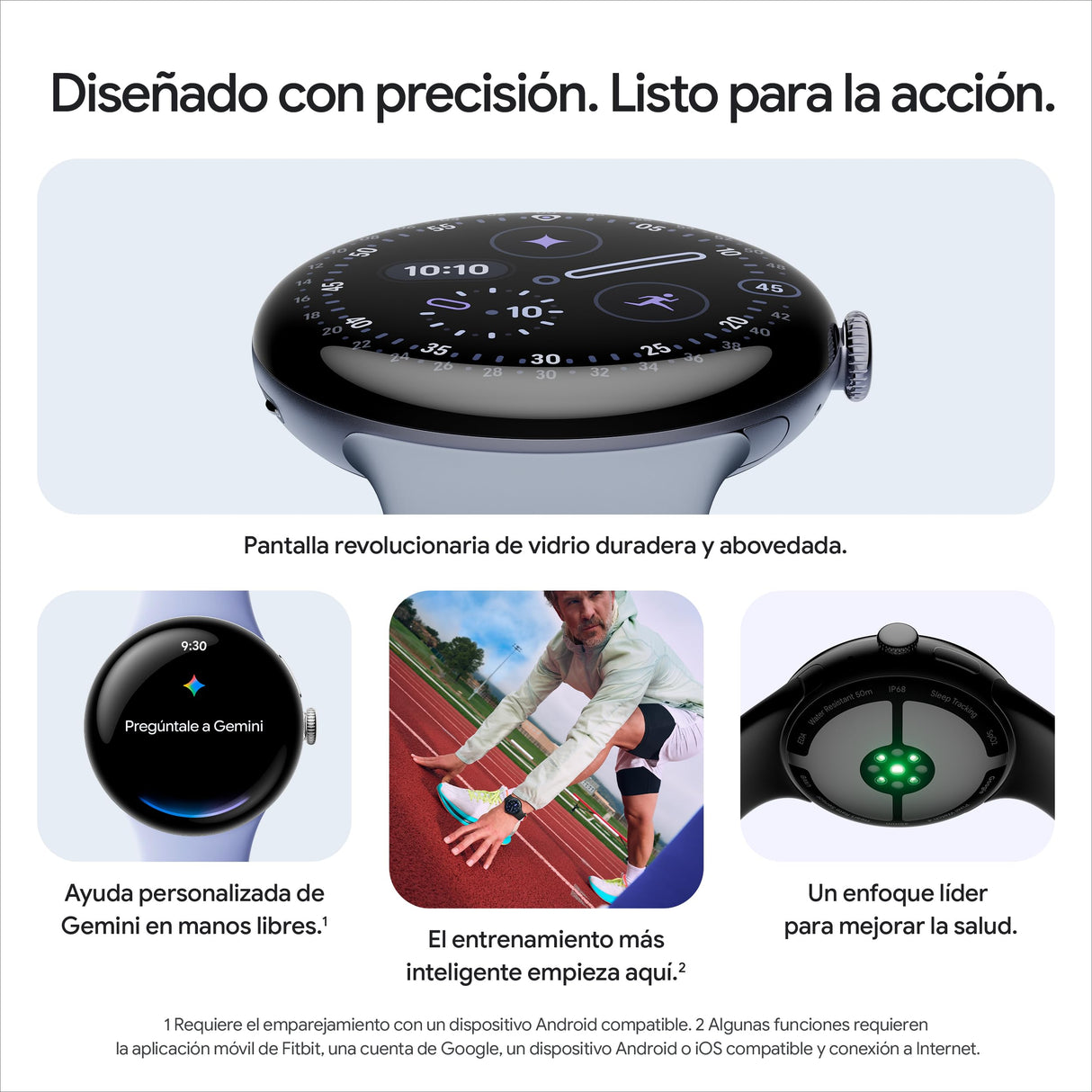 Google Pixel Watch 4 (41 mm) - Smartwatch Android con Seguimiento de la el Estado físico, y la Ayuda de Gemini - Caja de Aluminio en Oro Champagne - Correa Deportiva en Verde Lima - LTE