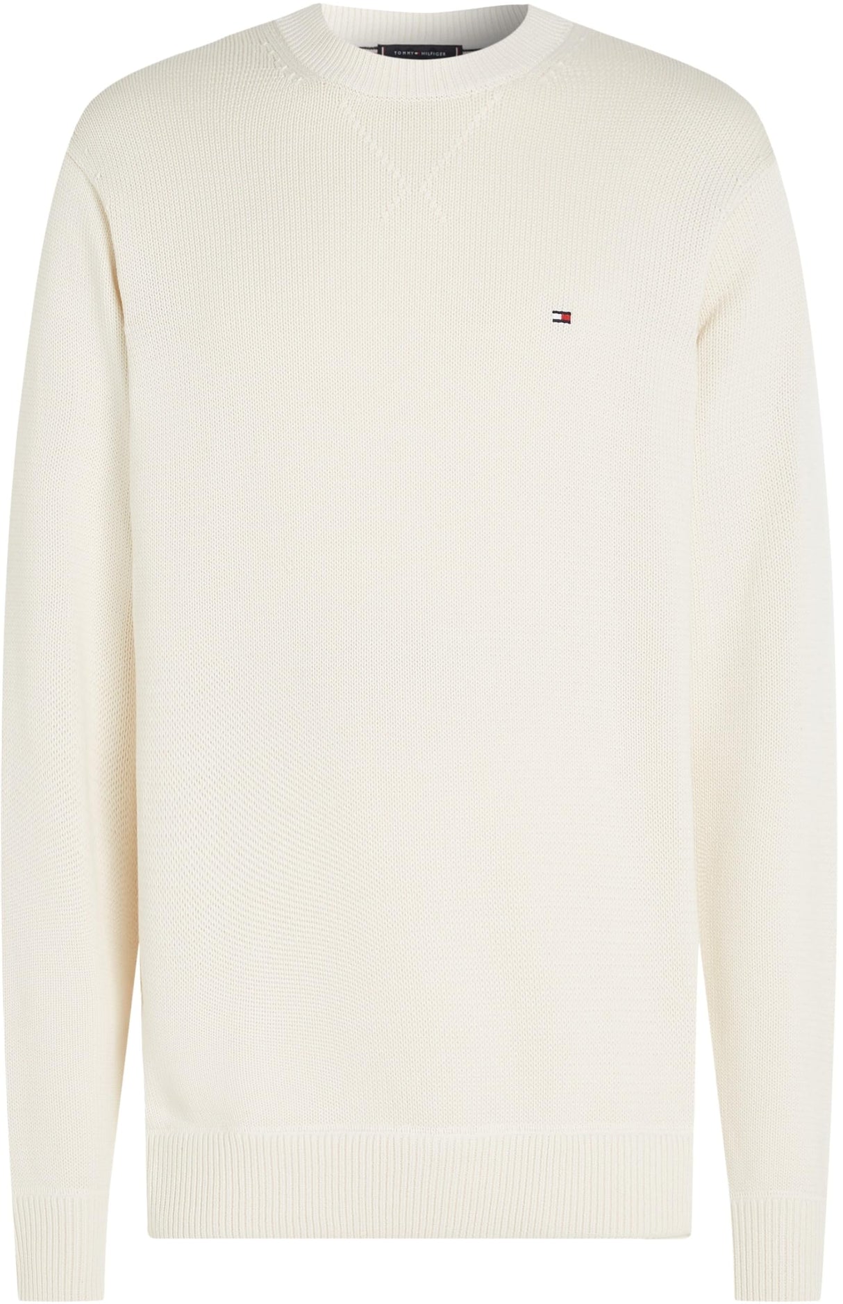 Tommy Hilfiger Jersey Hombre Chunky Cotton Crew Neck Jersey de Punto, Marfil (Ivory Petal), M