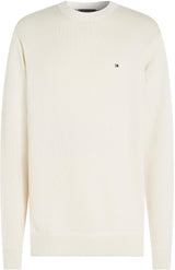 Tommy Hilfiger Jersey Hombre Chunky Cotton Crew Neck Jersey de Punto, Marfil (Ivory Petal), M