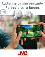 JVC HA-Z250T - Auriculares Inalámbricos con Bluetooth 5.3, 28 Horas de Batería, Certificación IPX4, Solo 5,1g de Peso, Cancelación de Ruido, 3 Pares de Almohadillas de Silicona y 2 de Espuma, Blanco