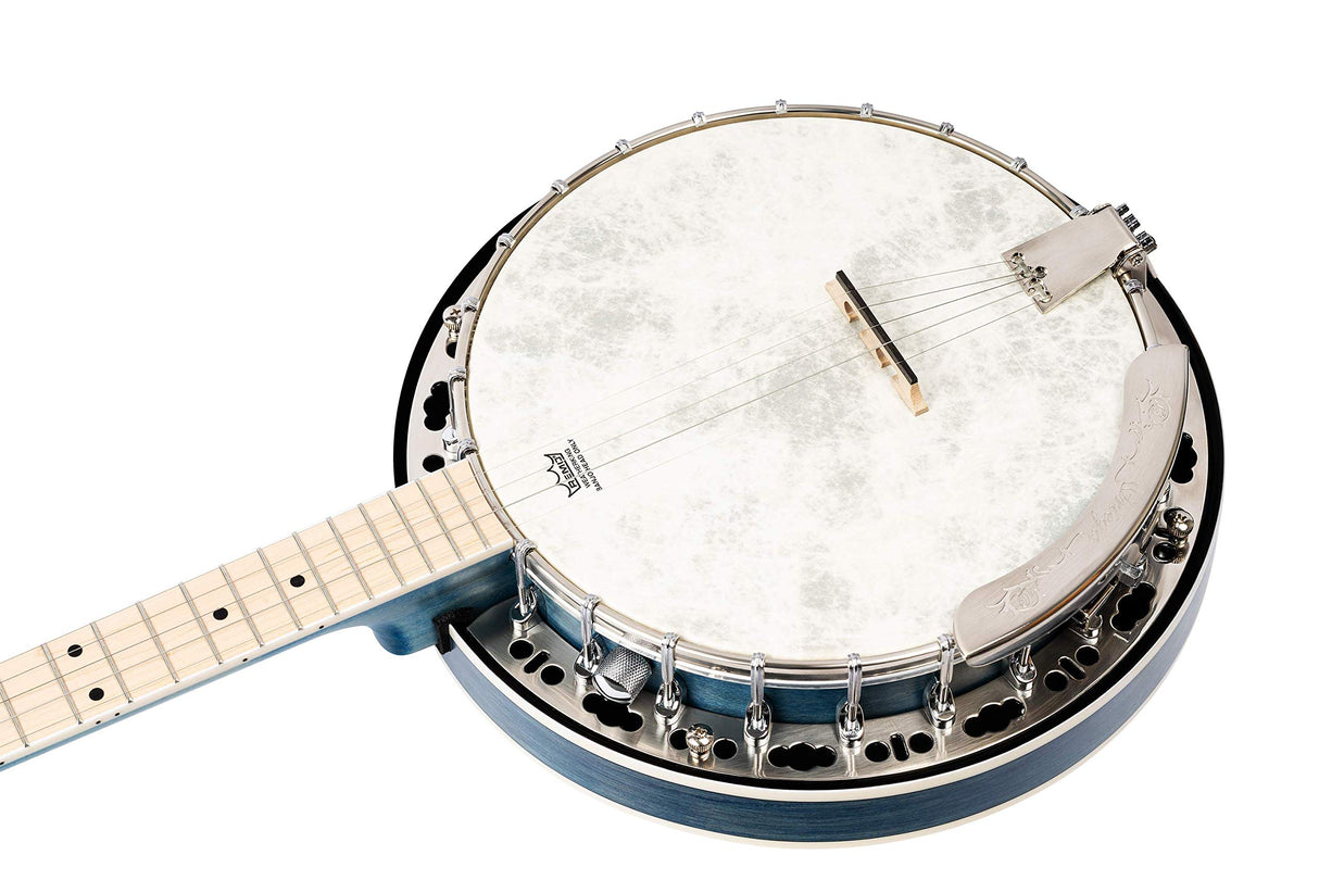ORTEGA Falcon Series Banjo - Azul Transparente + Funda, OBJE400TBL