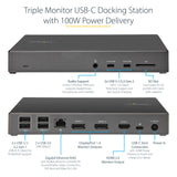 StarTech.com Dock USB-C, para 3 Monitores de 4K, con 100W de Entrega de Alimentación PD, Modo Alt DP 1.4 y DSC - 2x DisplayPort 1.4/HDMI 2.0, 6xUSB, Windows o Chrome, DK31C2DHSPDUE