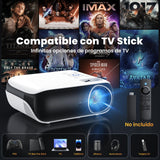 HOPVISION Proyector Portátil, Proyector 4K Supporto Cine en Casa, 9500Lumens Proyector Bluetooth Full HD 1080P, Mini Proyector Compatible con Fire Stick/Smartphone/PS5/HDMI, Pantalla de 100" Incluida