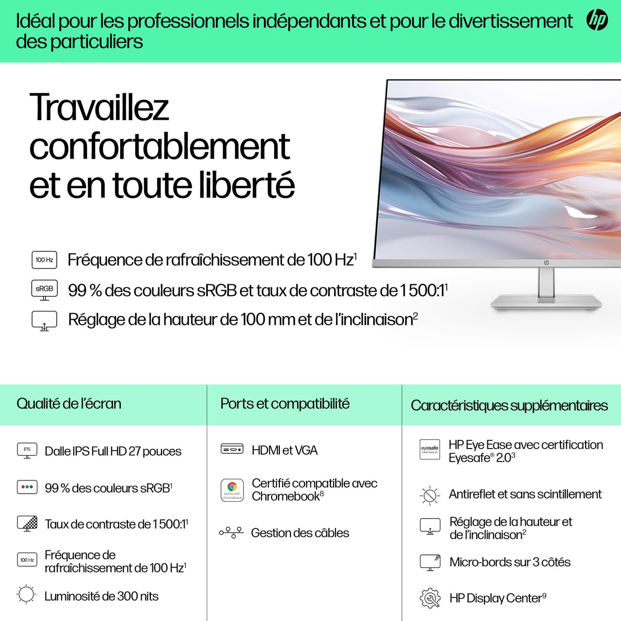 HP Pantalla Full HD Ajustable en Altura de 27 Pulgadas Serie 5-527sh