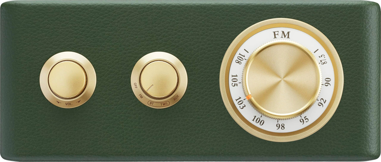 SANGEAN RA-101 Forest Gold/Altavoz PORTÁTIL. Diseño Retro de Madera y Piel sintética. Bluetooth 5.0. Autonomía 19 Horas con una Carga Completa. AUX-in para Fuentes de Audio externas.