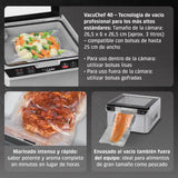 CASO VacuChef 40 - Envasadora al vacío profesional de cámara compacta - Potente capacidad de vacío de 70 L/min - Cámara con capacidad de 3 litros - acero inoxidable