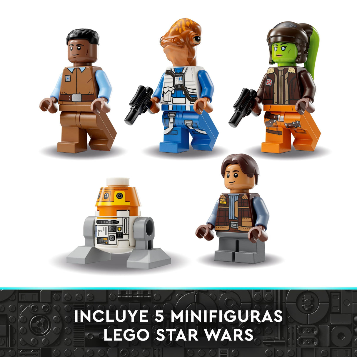 LEGO 75357 Star Wars Espíritu y Fantasma II, Set de 2 Vehículos de Ahsoka de Ladrillos, Nave Estelar de Juguete para Construir con 5 Personajes Jacen Syndulla y una Figura del Droide Chopper