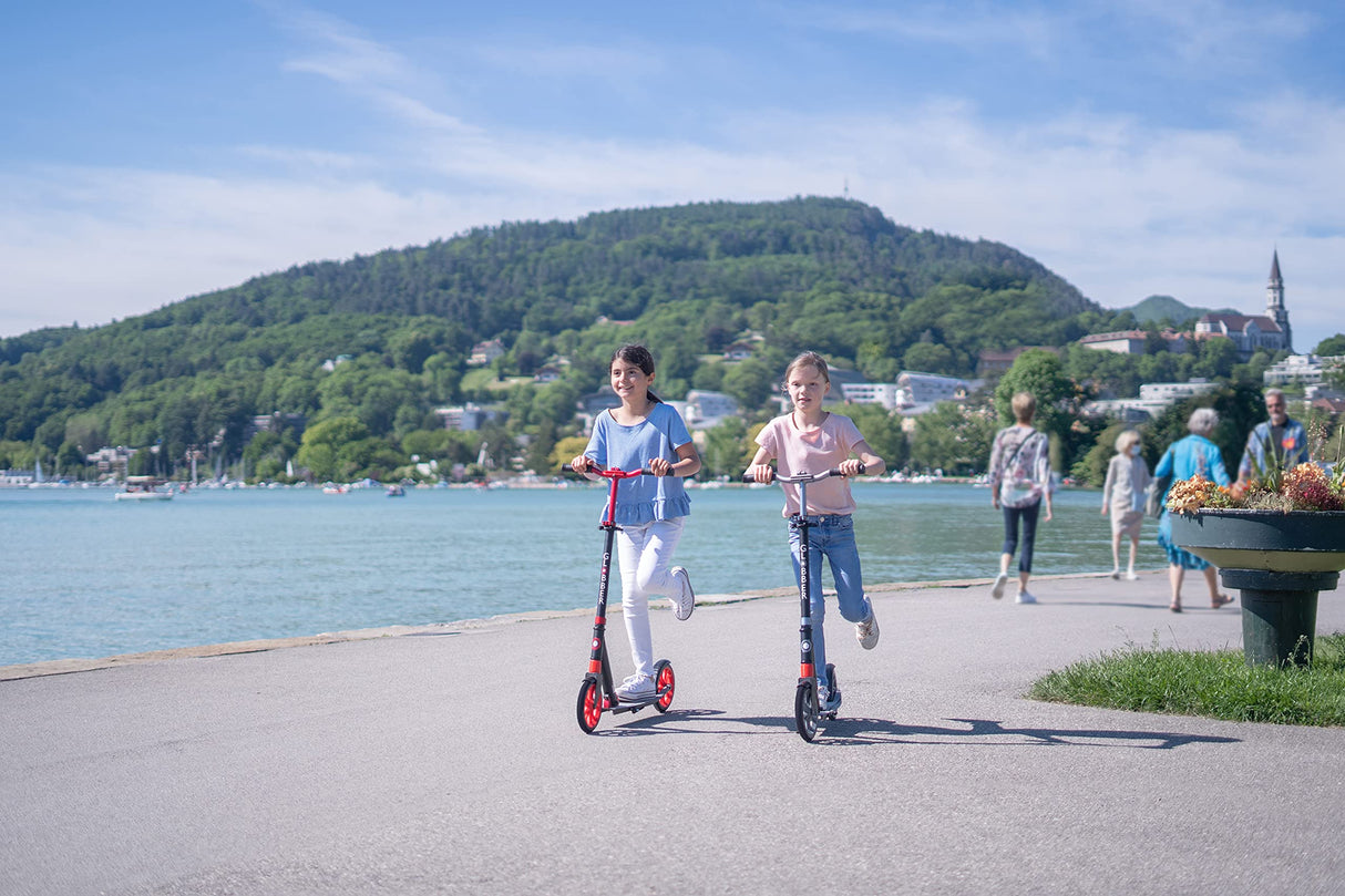 Globber - NL 205 - Patinete plegable de 2 ruedas con suspensión para niños de 8 años + , Blanco - Rosa
