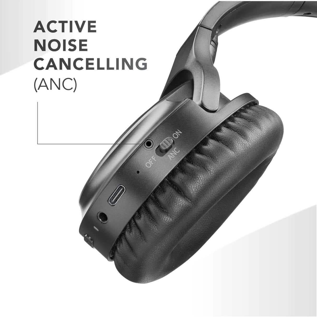 Music Sound - VIBRA - Auriculares Bluetooth inalámbricos con tecnología Active Noise Cancelling - Eliminan el Ruido Ambiental - Diadema Ajustable - 35 Horas de autonomía - Negro