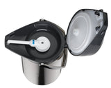 alfi GETRÄNKESPENDER 2,2 l, jarra con bomba de acero inoxidable pulido con inserción de vidrio duro, bomba integrada, mantiene el calor 12 horas y el frío 24 horas, 24 tazas, fondo 360°, para catering