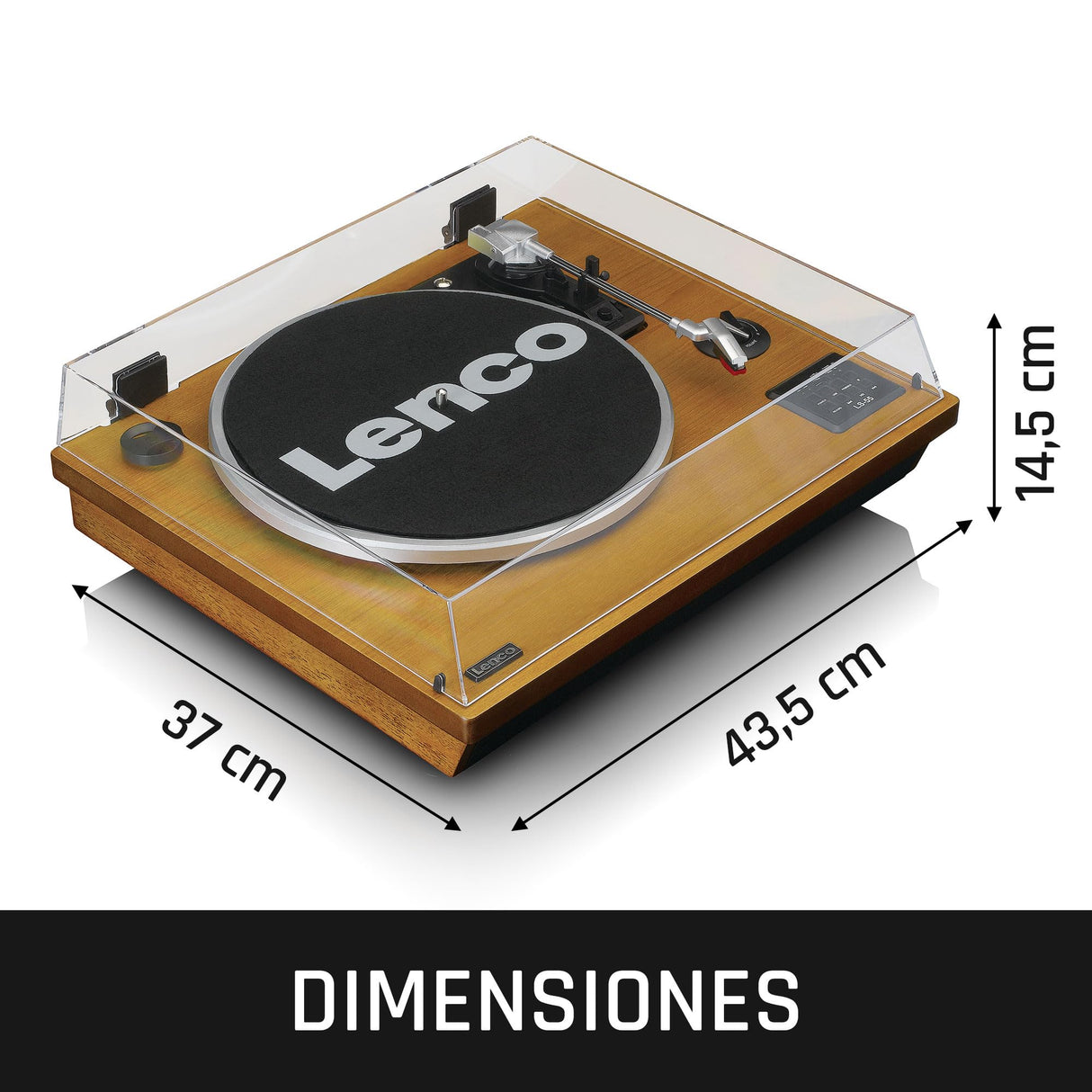 Tocadiscos Lenco LS-55 con Altavoces Integrados - Recepción Bluetooth - Codificación Directa de MP3 a Medios de Almacenamiento - 2 x 5 vatios RMS - Entrada USB - AUX - Marrón