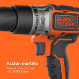 BLACK+DECKER Taladro percutor inalámbrico de 18V con 2 baterías de 2,5Ah, velocidad variable, 2 engranajes, 52Nm de par, POWERCONNECT, BL188E2K-QW