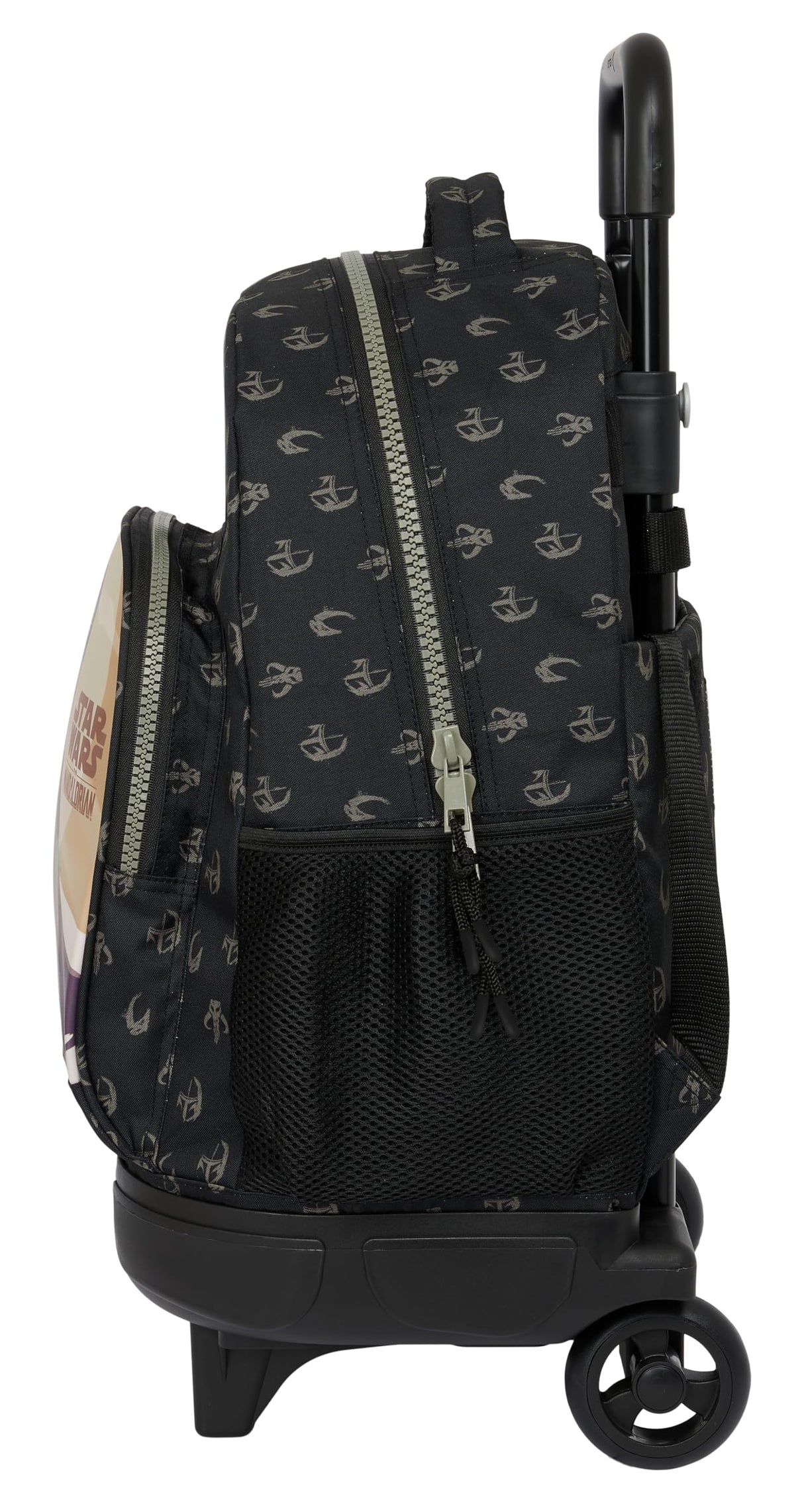 Safta THE MANDALORIAN THIS IS THE WAY - Mochila Grande con Ruedas, Compacta, Extraíble, Ideal para Niños de Diferentes Edades, Cómoda y Versátil, Calidad y Resistencia, 33x22x45 cm, Color Negro