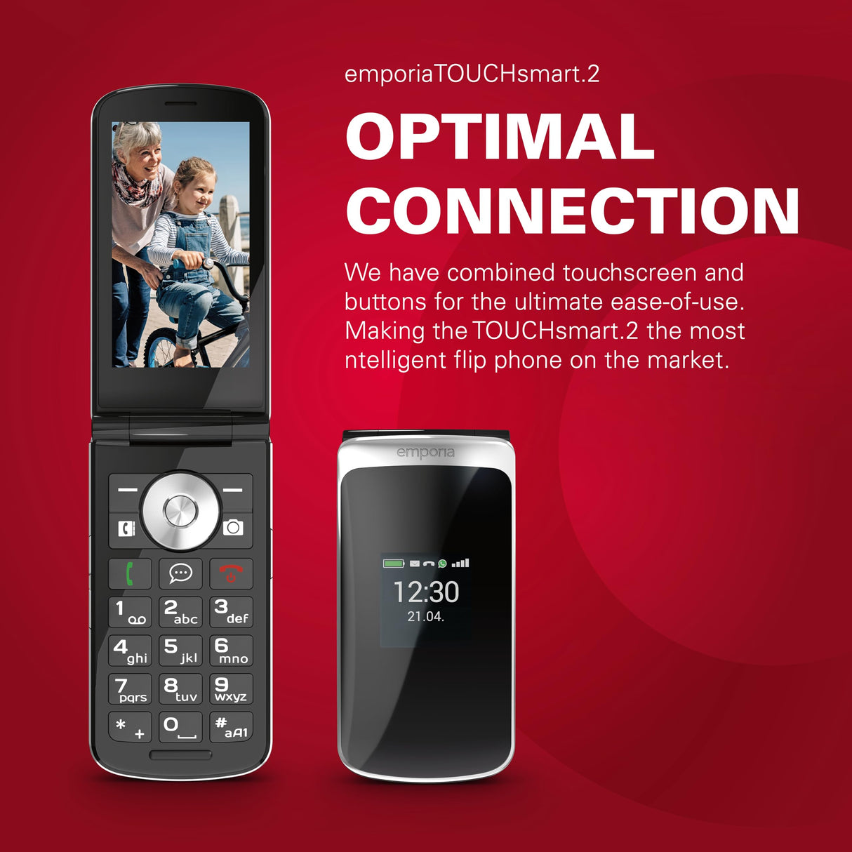 Emporia EmporiaTOUCHsmart 2 - Teléfono móvil Plegable con botón Grande