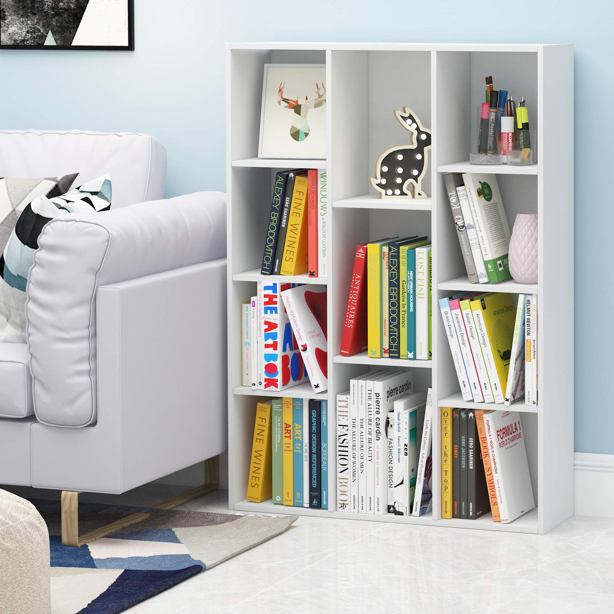 Furinno Luder Estantería Abierta Librería de 11 Cubos, Blanco