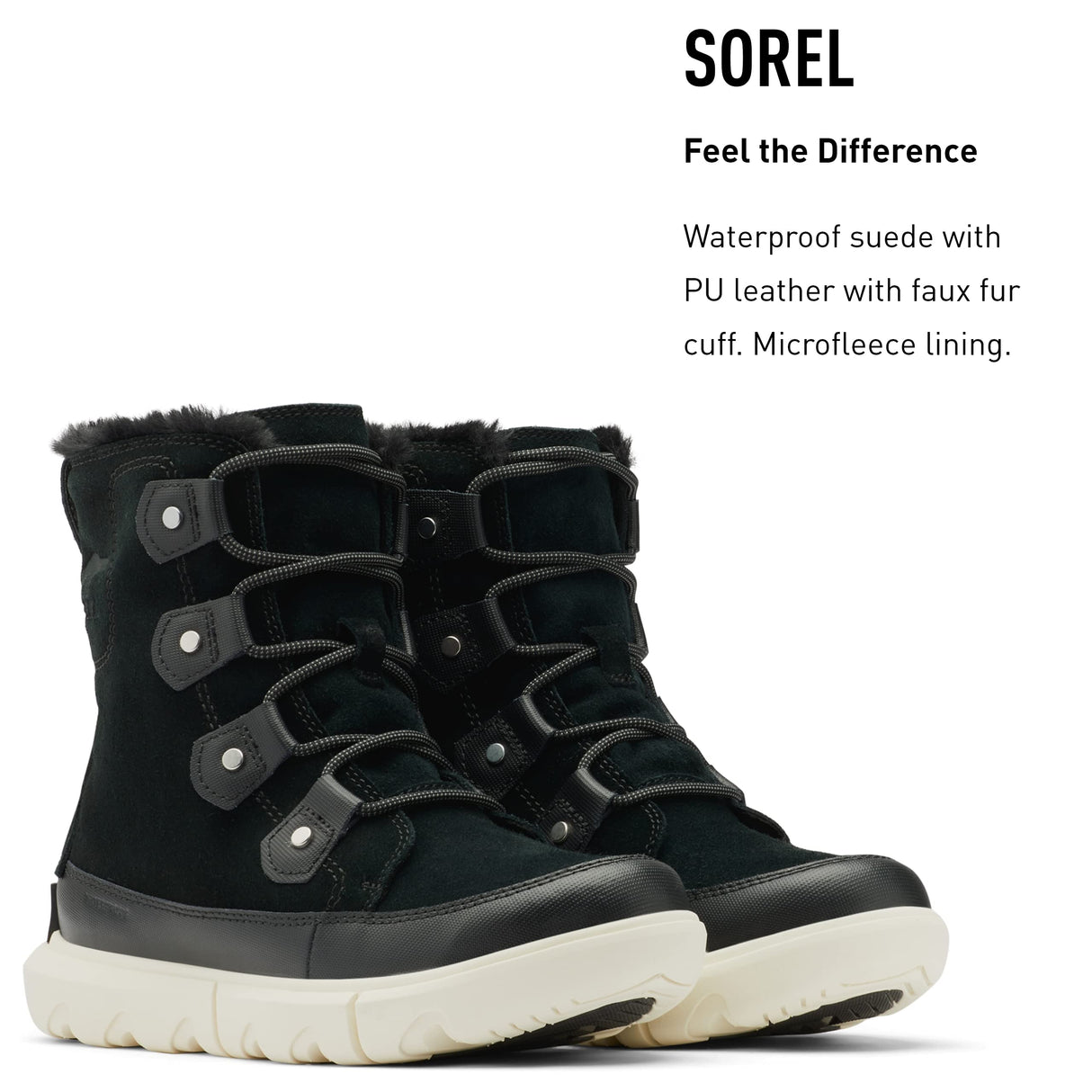 Sorel Explorer Joan WP, Botas de invierno impermeables, Mujer, Black Fawn Explorer 2 Joan Faux Fur, 39.5 EU