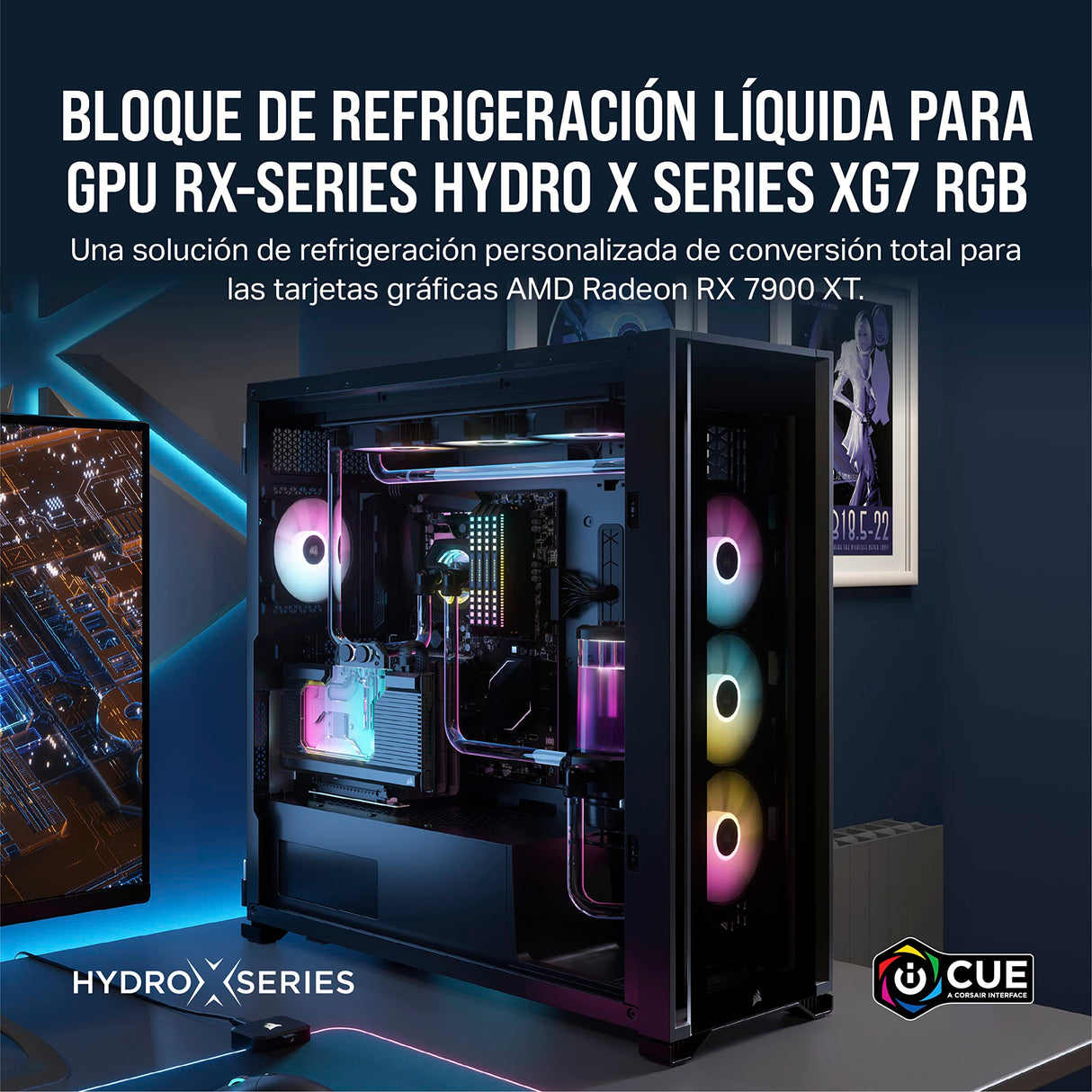 Corsair Hydro X Series XG7 RGB RX 7900 XTX Bloque de refrigeración líquida para GPU - para AMD Radeon™ RX 7900 XTX - Bloque de refrigeración líquida para GPU de Cobre - Negro
