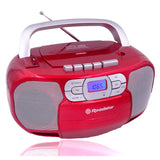 Roadstar RCR-4635UMP/RD Radio CD Portátil Cassette, Radio Digital PLL FM, Boombox Reproductor CD-MP3, USB, AUX-IN, Salida de Auriculares, Rojo