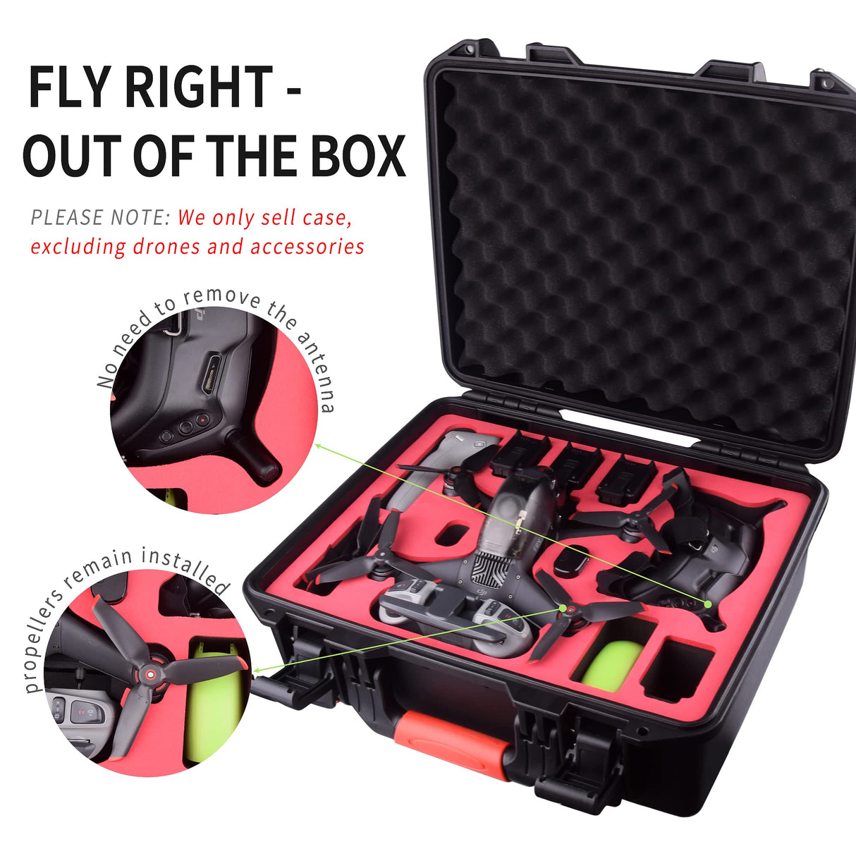 FPVtosky Maleta Profesional para dji FPV - Estuche de Transporte para dji FPV Fly More Combo - Capacidad para 5 Baterías, 2 Juegos de Hélices [Drones y Accesorios No Incluidos]