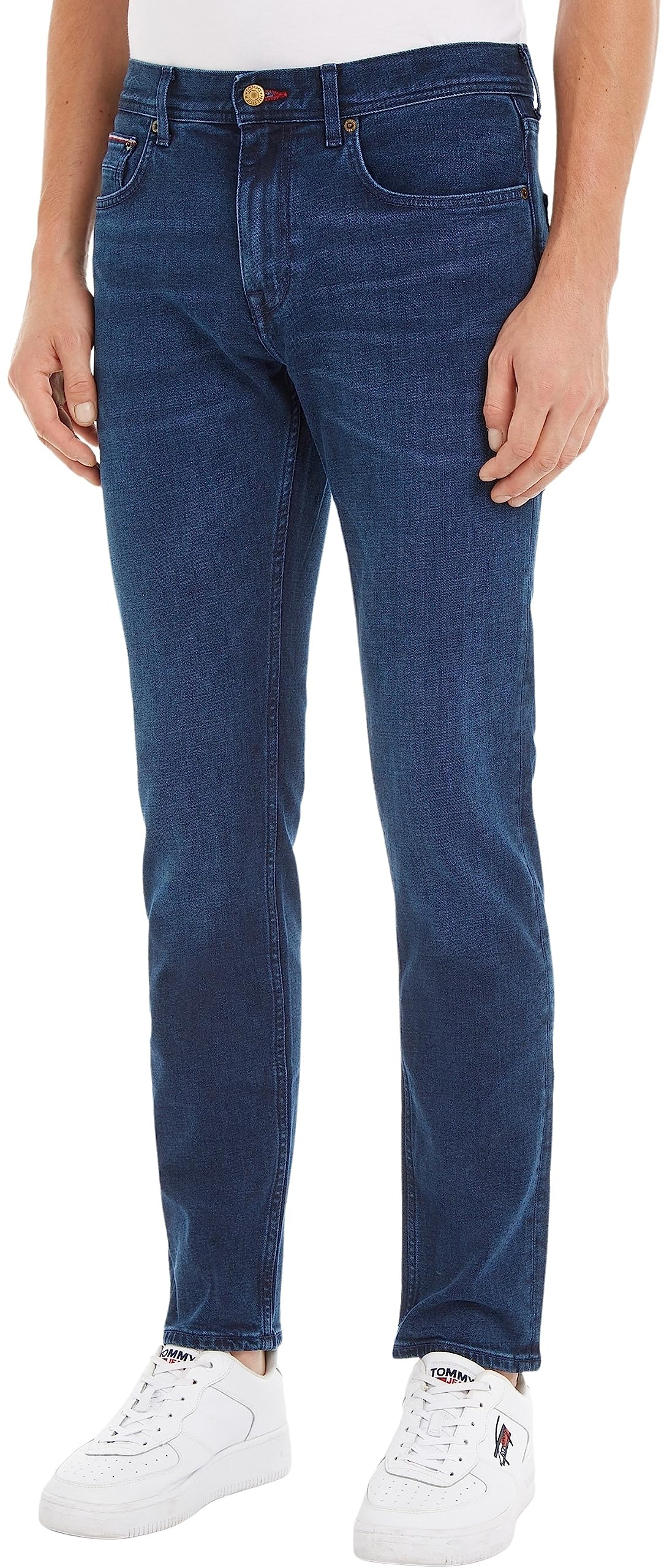 Tommy Hilfiger Hombre Pantalón Vaquero Core Straight Denton Stretch, Azul (Bridger Indigo), 34W / 34L