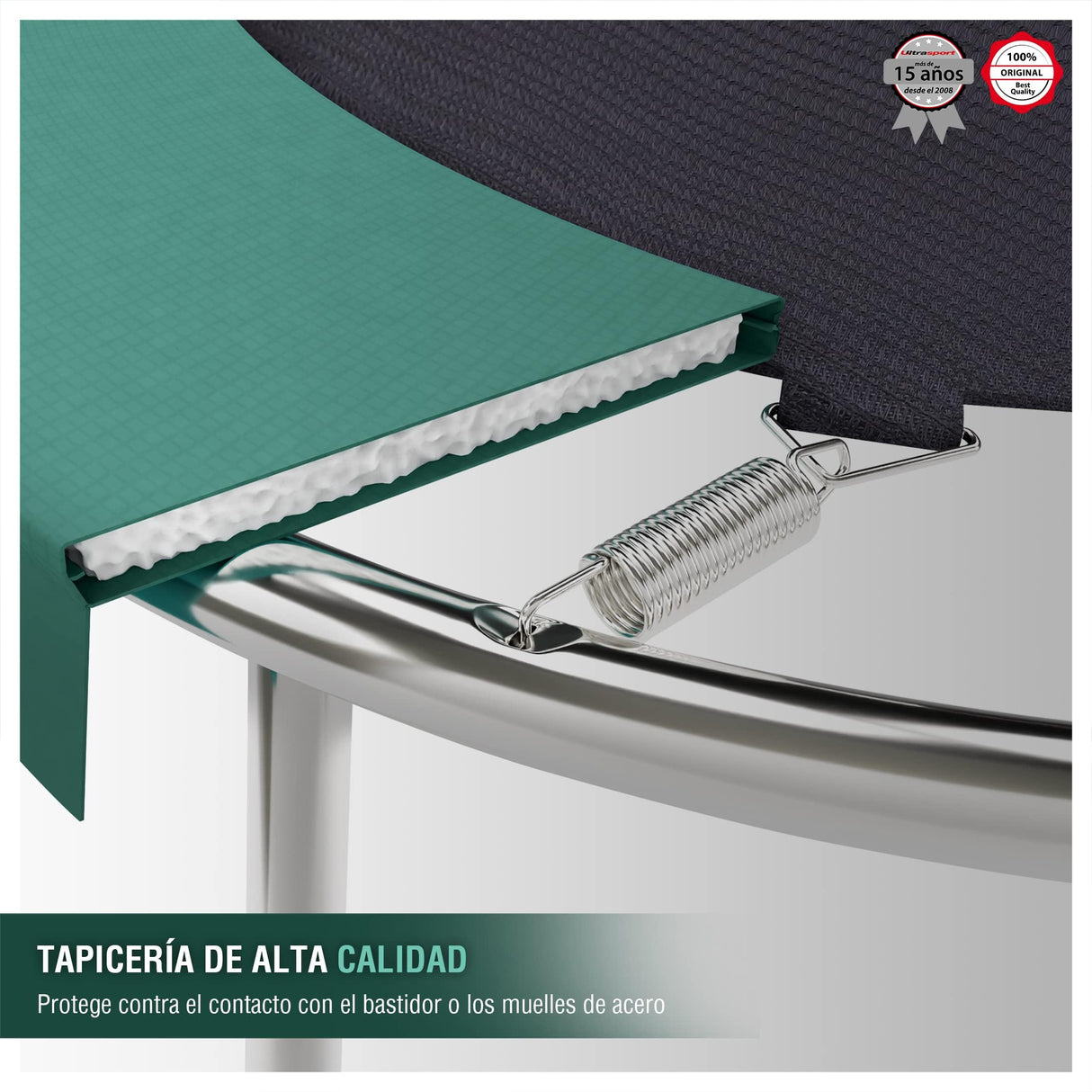 Ultrasport Deluxe Cama Elastica Niños Exterior 244 cm hasta 100 kg con Red de Seguridad, Acolchado I Camas Elasticas, Trampolin, Colchoneta Elastica, Trampolines para Niños