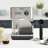 Breville Máquina de expresso Bijou Barista | Expreso automático y manual, Cafetera capuchino y café con leche | Bomba de 15 bares | Vara de vapor | Plateada [VCF149X]