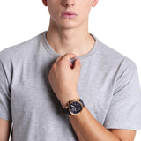 Fossil Reloj para hombre Grant, movimiento de cuarzo cronógrafo, caja de acero rosa dorado de 44 mm con correa de piel auténtica, FS4835