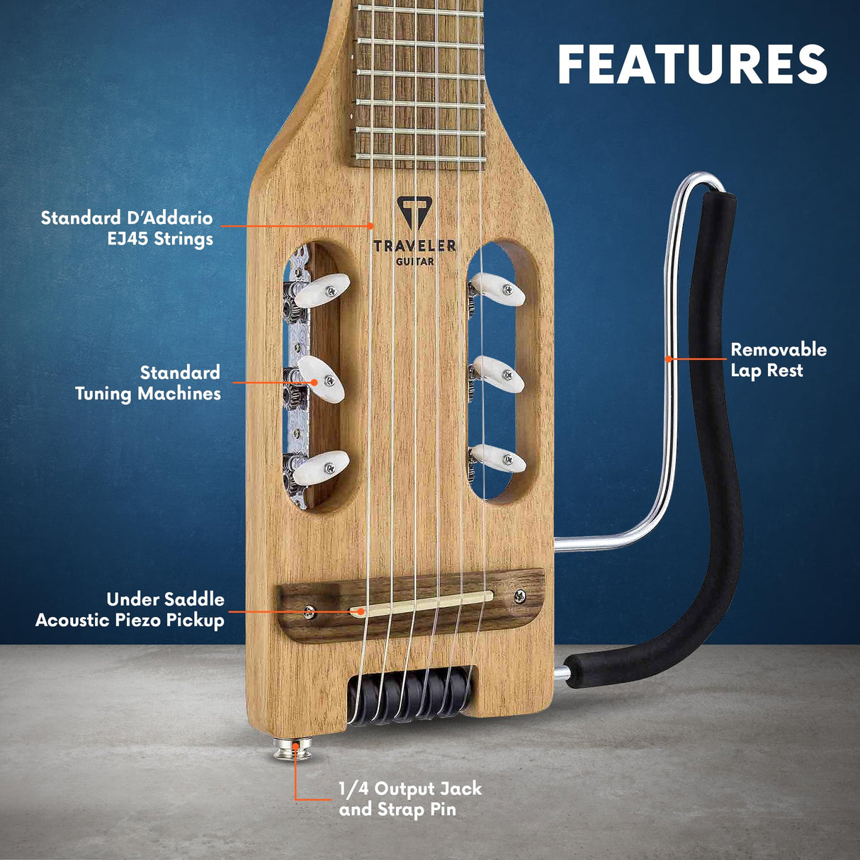 Traveler Guitar Guitarra clásica de nailon ultraligero, caoba (ULN MHSBW)