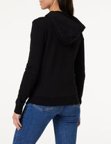 Armani Exchange Icono, con Capucha, Logotipo Dorado Lateral, Cremallera Sudadera, Negro, M para Mujer