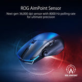 ASUS ROG Chakram X Origin - Ratón Gaming, Conectividad Triple 2.4GHz RF, Bluetooth y con Cable, Sensor de 36000 dpi, 11 Botones Programables, Joystick Desmontable, Cable Paracord, Negro