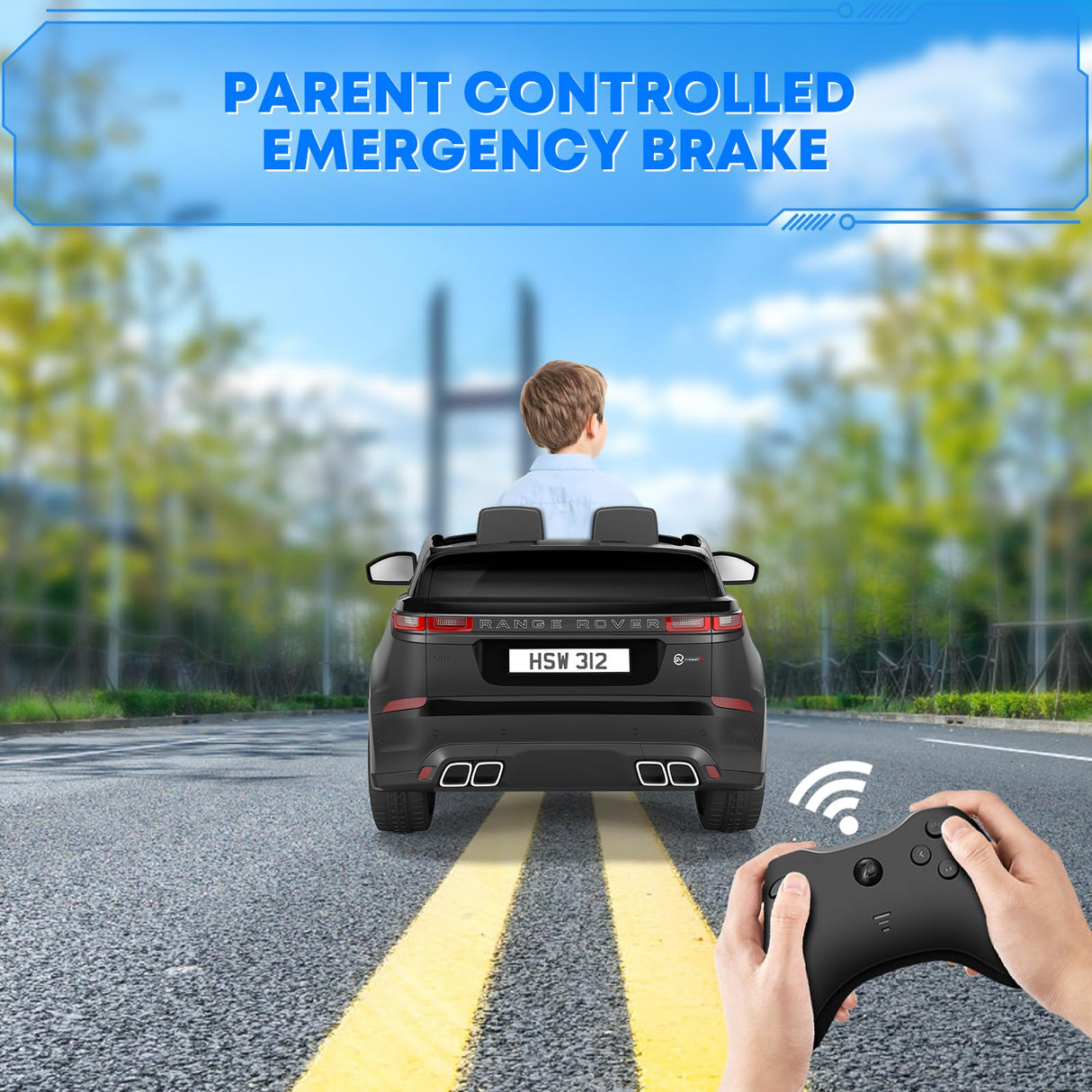 Coche eléctrico para niños, Land Rover con Licencia, 12 V, con Mando a Distancia, música, educación temprana, USB, TF, Mp3, Coche eléctrico para niños a Partir de 3 años (Negro)