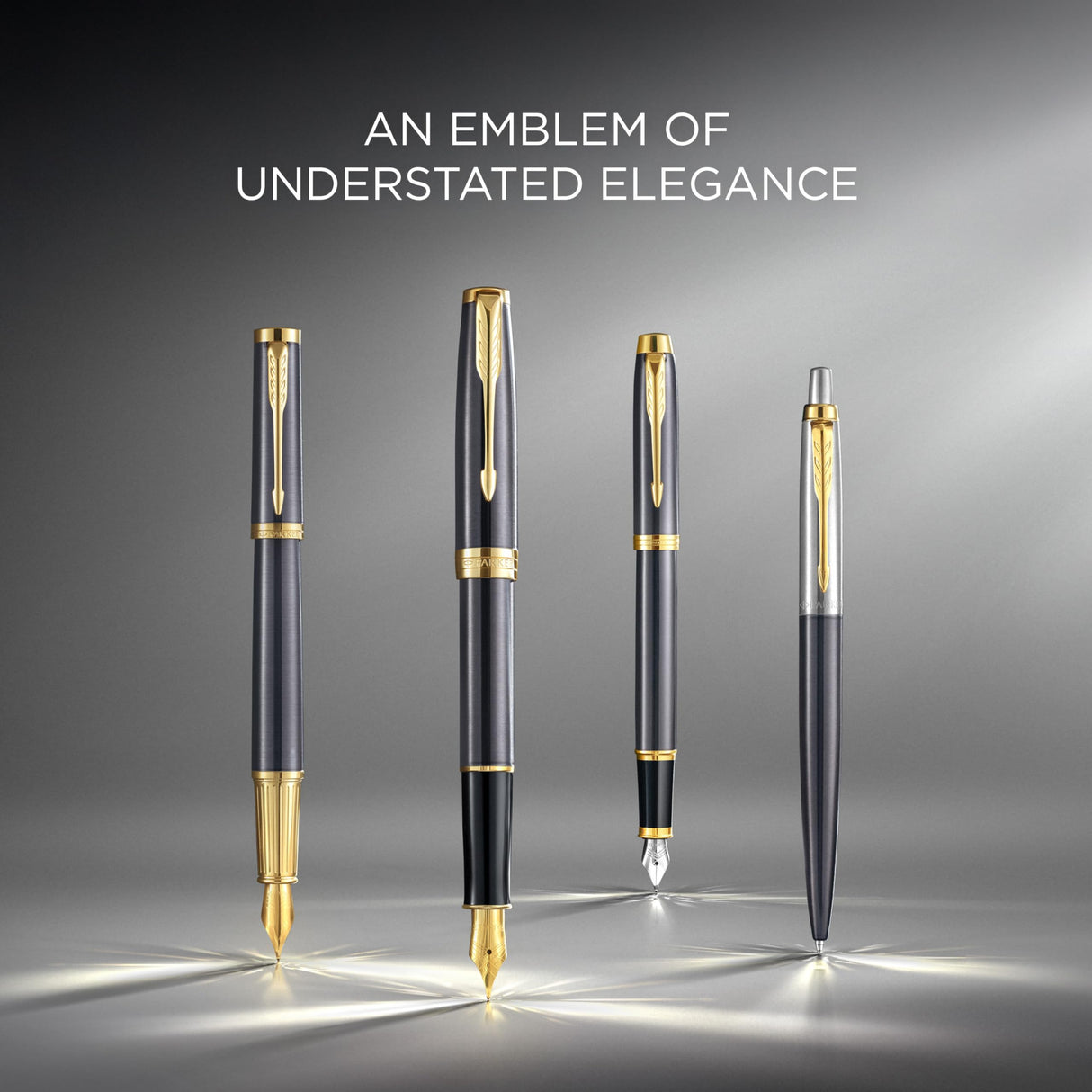 PARKER Bolígrafo roller Sonnet | lacado gris con adornos dorados | punta fina de acero inoxidable | estuche de regalo