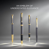 PARKER Bolígrafo roller Sonnet | lacado gris con adornos dorados | punta fina de acero inoxidable | estuche de regalo