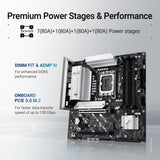 ASUS Prime B860M-A - Placa Base Intel mATX, 7+1+1+1 80A DrMOS etapas de Potencia, DDR5, PCIe 5.0, 2 Ranuras M.2, Realtek 2.5 GB Ethernet, Doble DisplayPort, HDMI, USB Trasero de 20 Gbps Tipo C