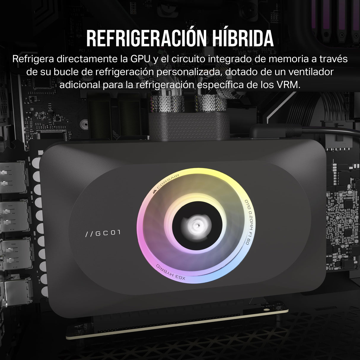 CORSAIR iCUE Link XG3 RGB Hybrid Bloque de Refrigeración Liquida para GPU - Refrigeración Personalizada Híbrida - Se Adapta a AMD RX 7900 XT(X) - Negro