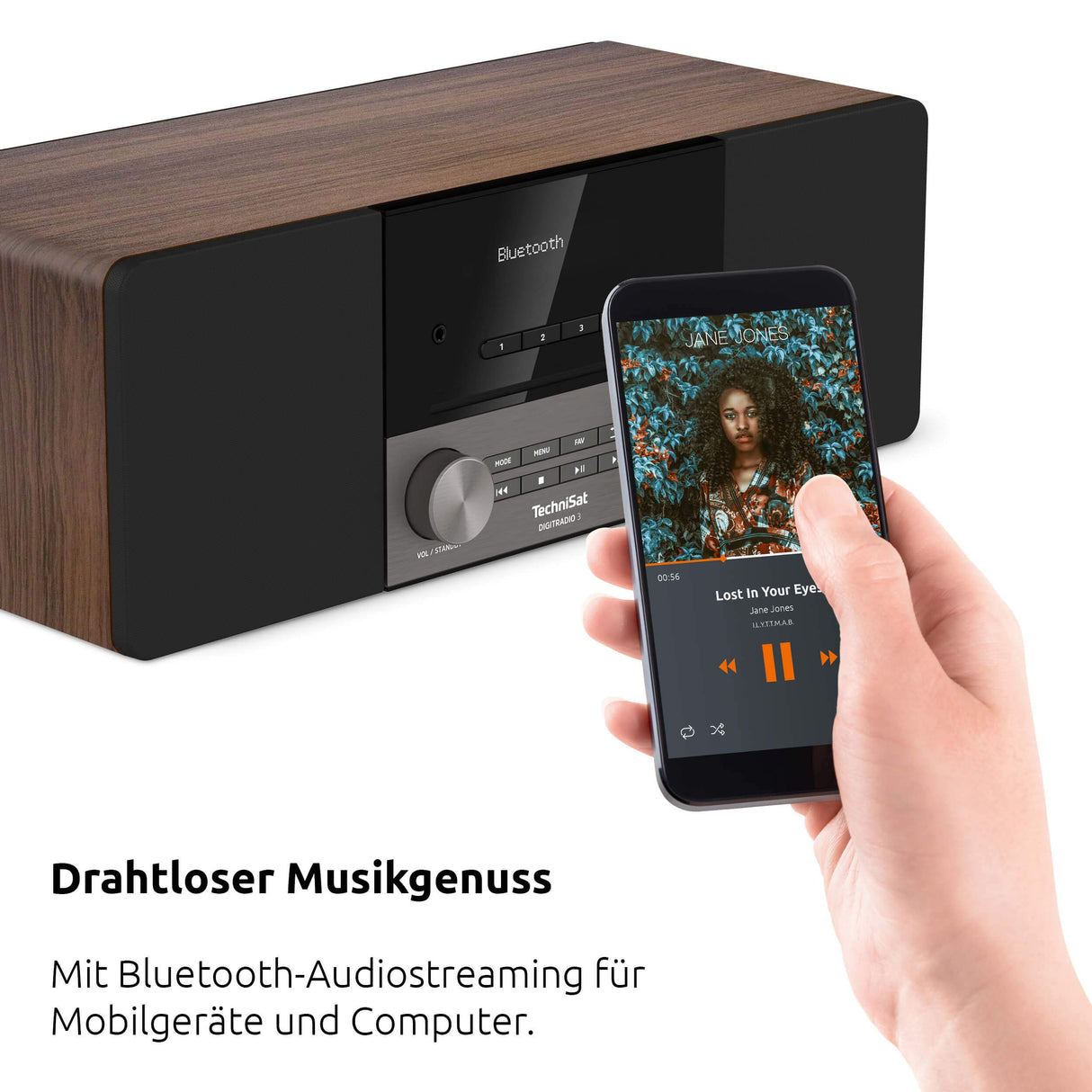 TechniSat DIGITRADIO 3 - Sistema Compacto de Radio Estéreo Dab (Dab+, FM, Reproductor de CD, Bluetooth, USB, Conexión para Auriculares, Entrada AUX, Radio Reloj Despertador, Pantalla OLED) Nogal