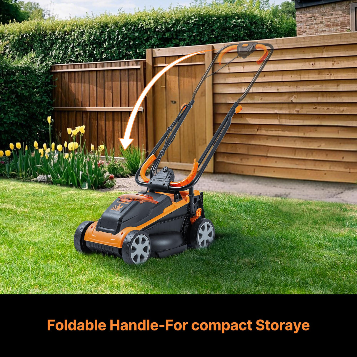 LawnMaster CLM2432K Cortacésped de cortacésped 24V 32 cm de Ancho de Corte, 150 m², Altura de Corte 25-65mm, Incluye batería de 4,0 Ah + Cargador