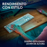 Logitech G G915 X LIGHTSPEED Teclado para gaming inalámbrico de perfil bajo, teclas de PBT de doble moldeado, elegante acabado en aluminio, interruptores táctiles marrones GL,PC/Mac,QWERTY US - Blanco